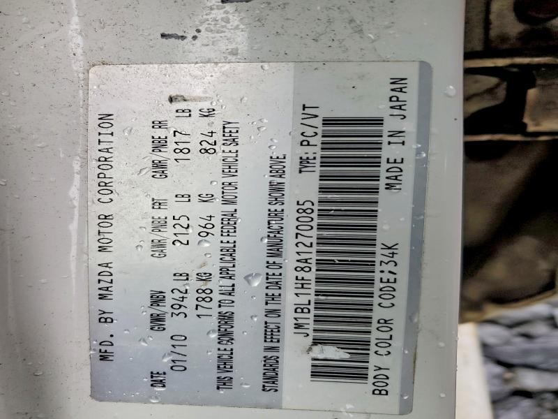 51653946 :رقم المزاد ، JM1BL1HF8A1270085 vin ، 2010 Mazda 3 مزاد بيع