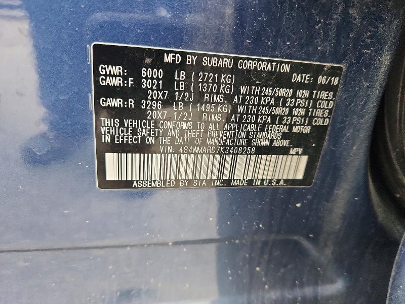 Продажа на аукционе авто 2019 Subaru Ascent, vin: 4S4WMARD7K3408258, номер лота: 47291096