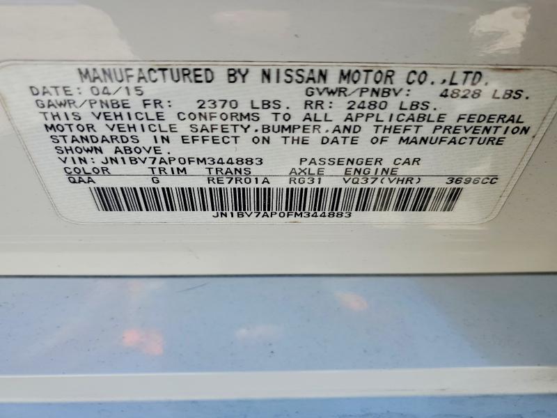 Aukcja sprzedaży 2015 Infiniti Q50, vin: JN1BV7AP0FM344883, numer aukcji: 50440816