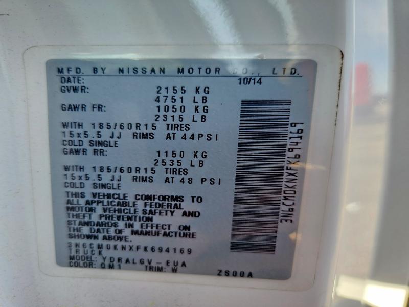Продажа на аукционе авто 2015 Nissan Nv200, vin: 3N6CM0KNXFK694169, номер лота: 60705626