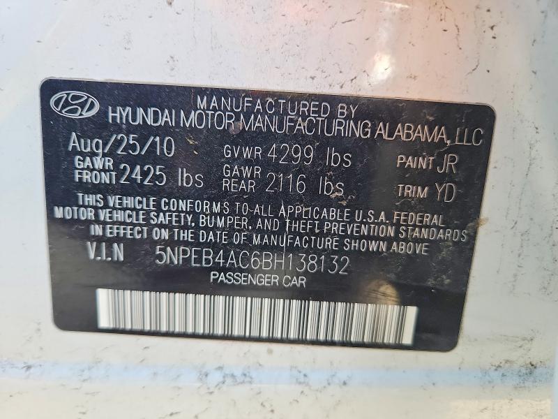 Aukcja sprzedaży 2011 Hyundai Sonata, vin: 5NPEB4AC6BH138132, numer aukcji: 48875686