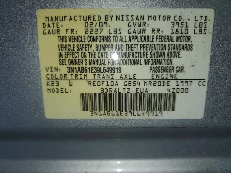Продажа на аукционе авто 2009 Nissan Sentra, vin: 3N1AB61E39L649919, номер лота: 49837376
