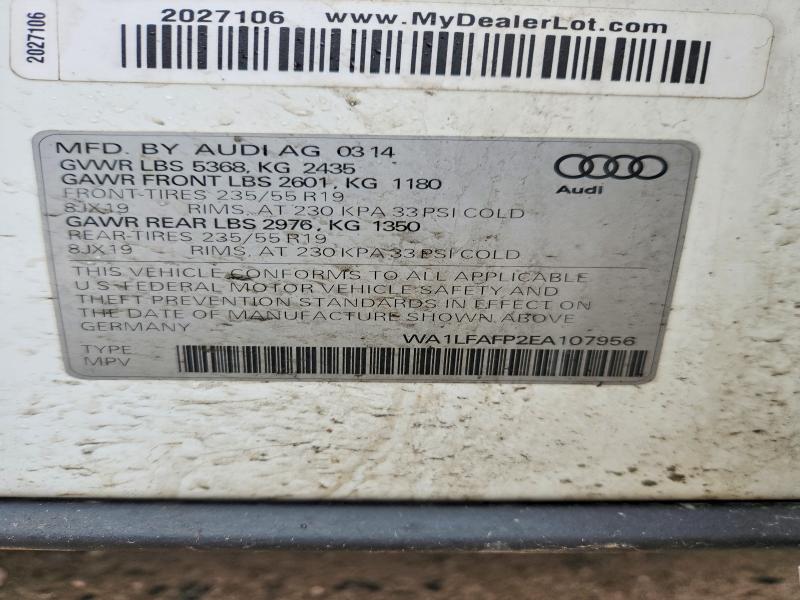 Продажа на аукционе авто 2014 Audi Q5, vin: WA1LFAFP2EA107956, номер лота: 48640576
