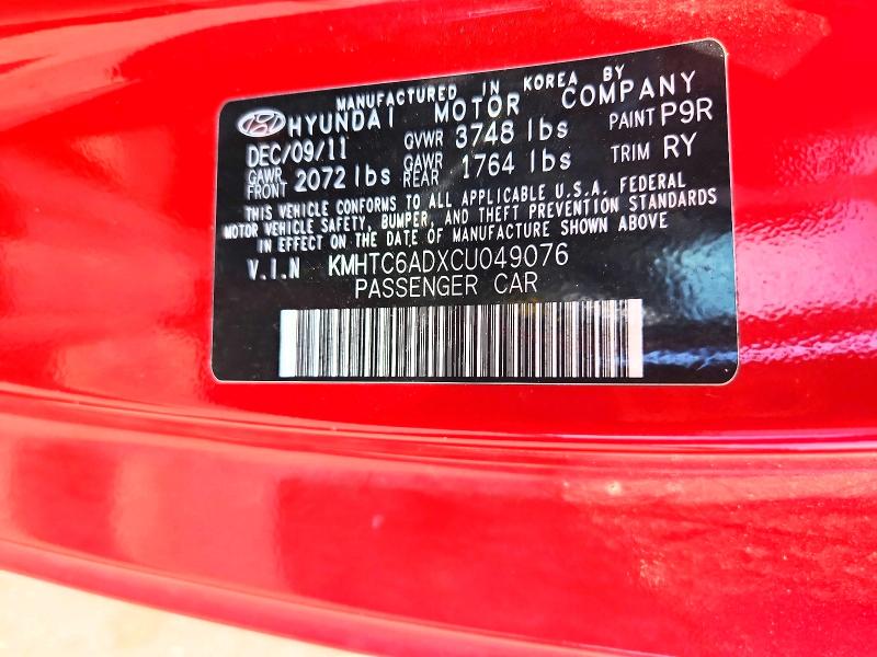 48851306 :رقم المزاد ، KMHTC6ADXCU049076 vin ، 2012 Hyundai Veloster مزاد بيع