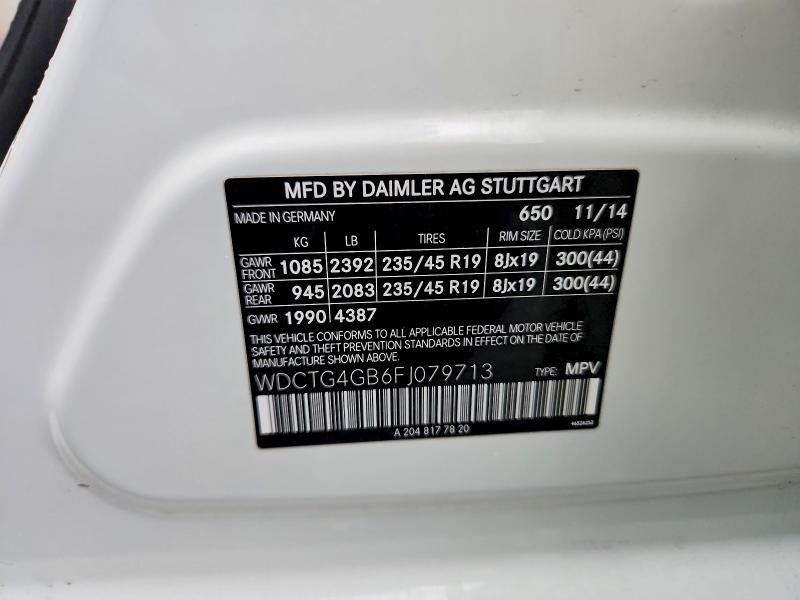 48196086 :رقم المزاد ، WDCTG4GB6FJ079713 vin ، 2015 Mercedes-benz Gla مزاد بيع