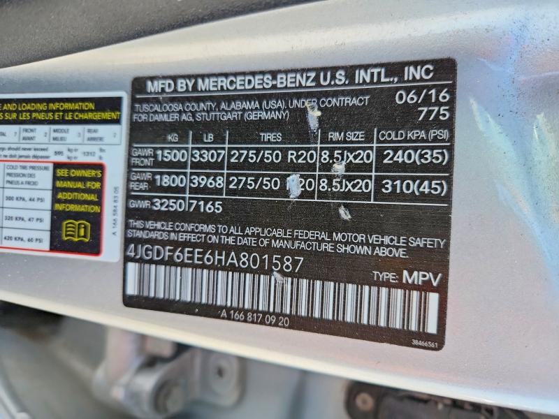 50766106 :رقم المزاد ، 4JGDF6EE6HA801587 vin ، 2017 Mercedes-benz Gls مزاد بيع