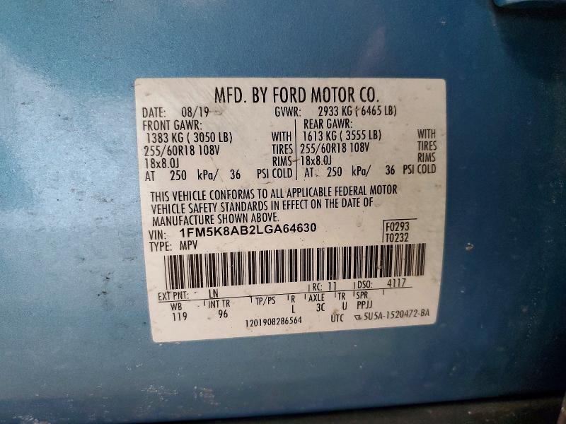 2020 Ford Explorer მანქანა იყიდება აუქციონზე, vin: 1FM5K8AB2LGA64630, აუქციონის ნომერი: 50257146