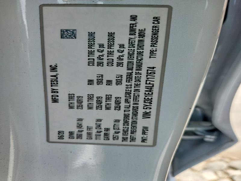 Продаж на аукціоні авто 2020 Tesla Model 3, vin: 5YJ3E1EA4LF717674, номер лоту: 51677286
