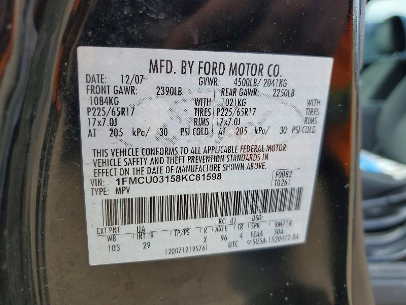 51615976 :رقم المزاد ، 1FMCU03158KC81598 vin ، 2008 Ford Escape مزاد بيع