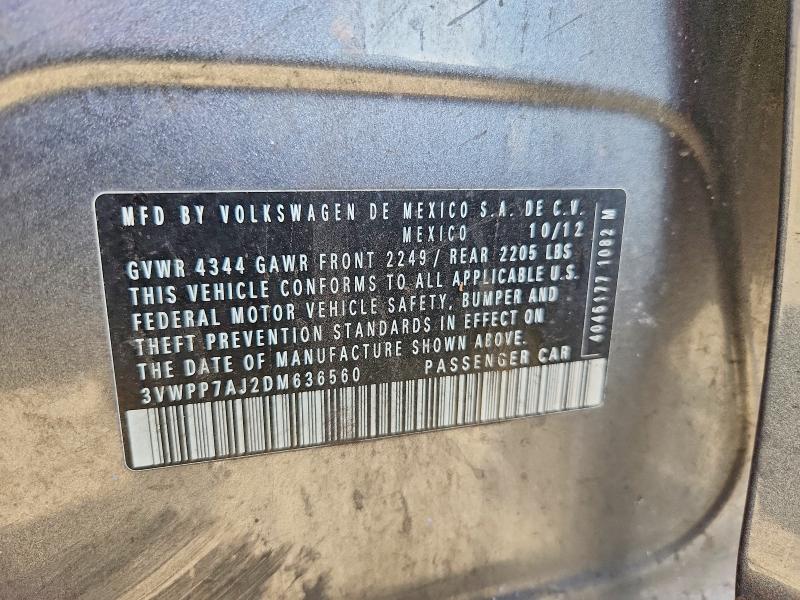 48991976 :رقم المزاد ، 3VWPP7AJ2DM636560 vin ، 2013 Volkswagen Jetta مزاد بيع