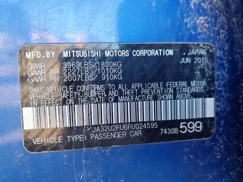 50479046 :رقم المزاد ، JA32U2FU6FU024595 vin ، 2015 Mitsubishi Lancer مزاد بيع
