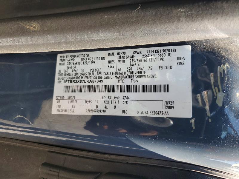 Продажа на аукционе авто 2020 Ford Transit, vin: 1FTBR3X87LKA87349, номер лота: 49304656