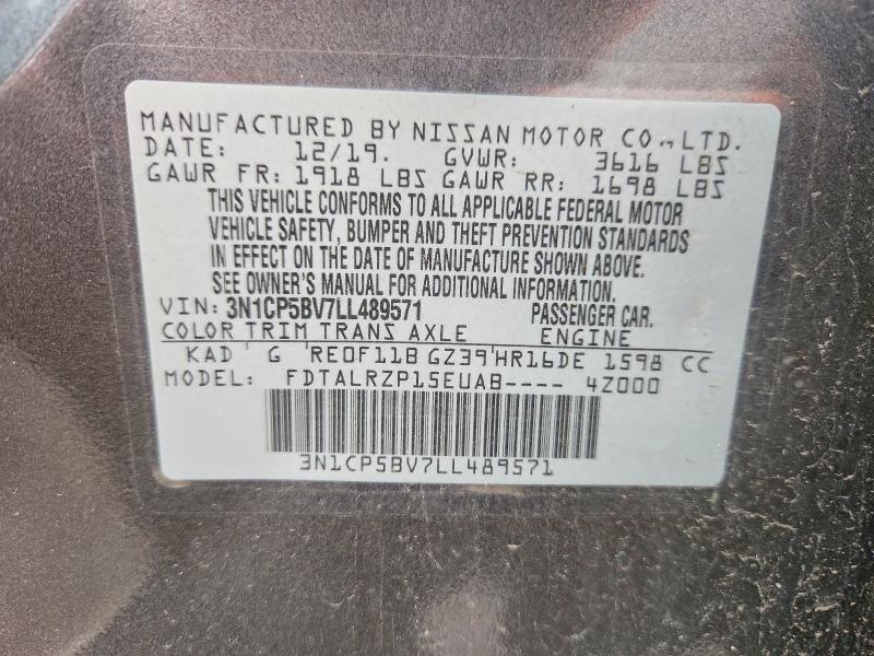 50785536 :رقم المزاد ، 3N1CP5BV7LL489571 vin ، 2020 Nissan Kicks مزاد بيع
