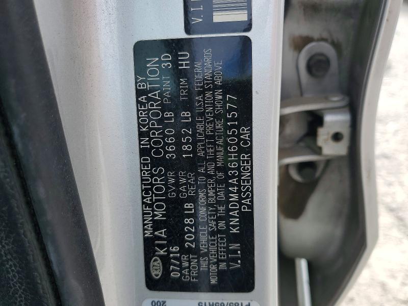 48318916 :رقم المزاد ، KNADM4A36H6051577 vin ، 2017 Kia Rio مزاد بيع