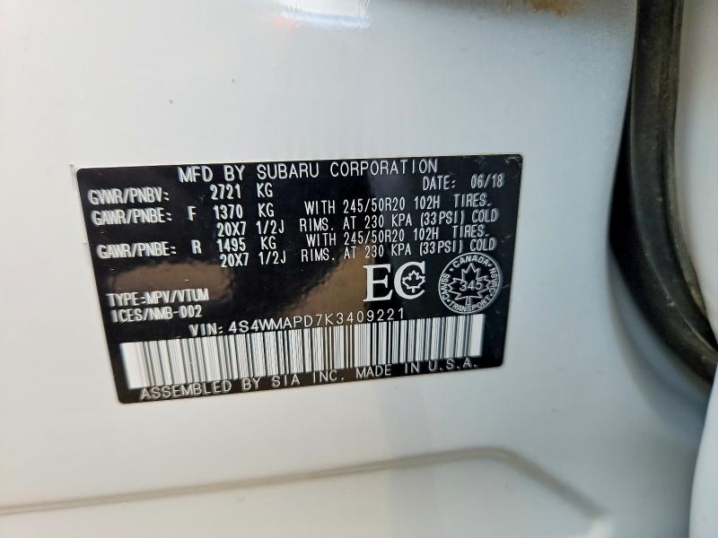 Продажа на аукционе авто 2019 Subaru Ascent, vin: 4S4WMAPD7K3409221, номер лота: 49028296