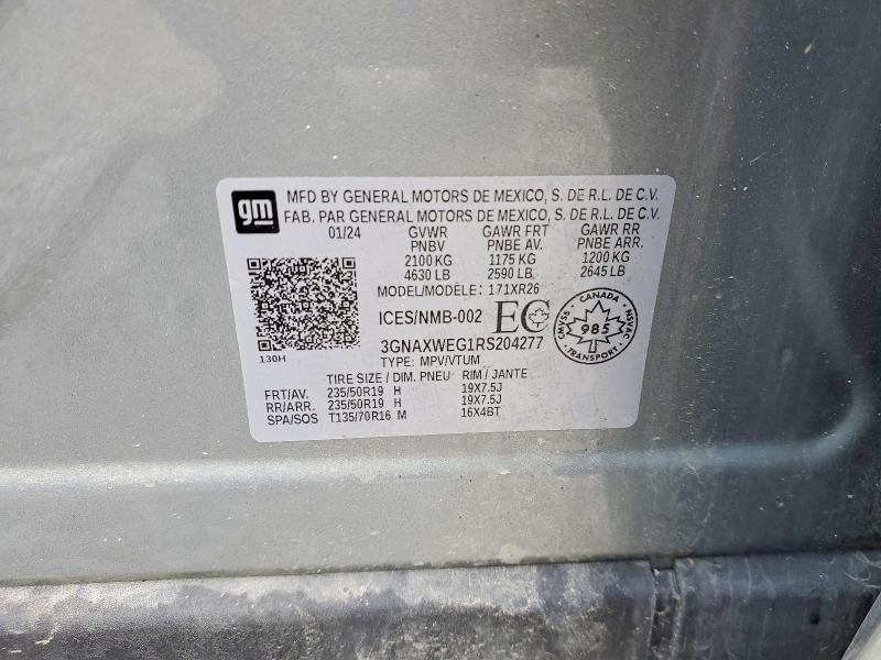 Aukcja sprzedaży 2024 Chevrolet Equinox, vin: 3GNAXWEG1RS204277, numer aukcji: 48664996