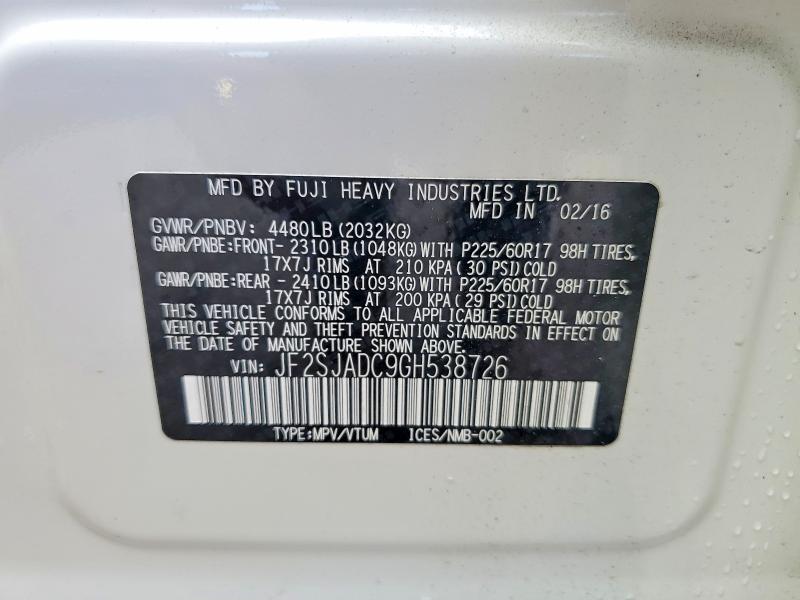 Aukcja sprzedaży 2016 Subaru Forester, vin: JF2SJADC9GH538726, numer aukcji: 50296616