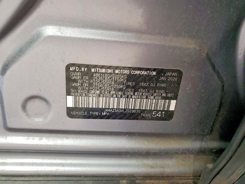 Aukcja sprzedaży 2020 Mitsubishi Outlander, vin: JA4AZ3A3XLZ029830, numer aukcji: 49623616