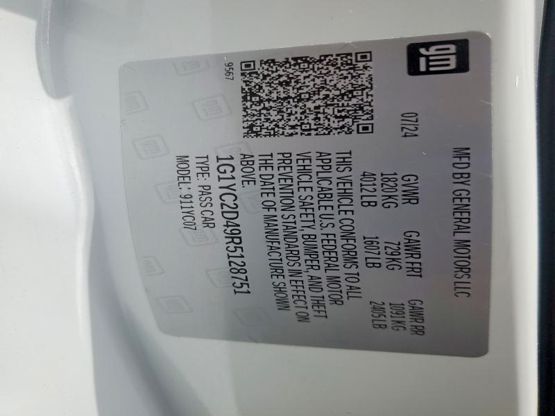 Продаж на аукціоні авто 2024 Chevrolet Corvette, vin: 1G1YC2D49R5128751, номер лоту: 50339536