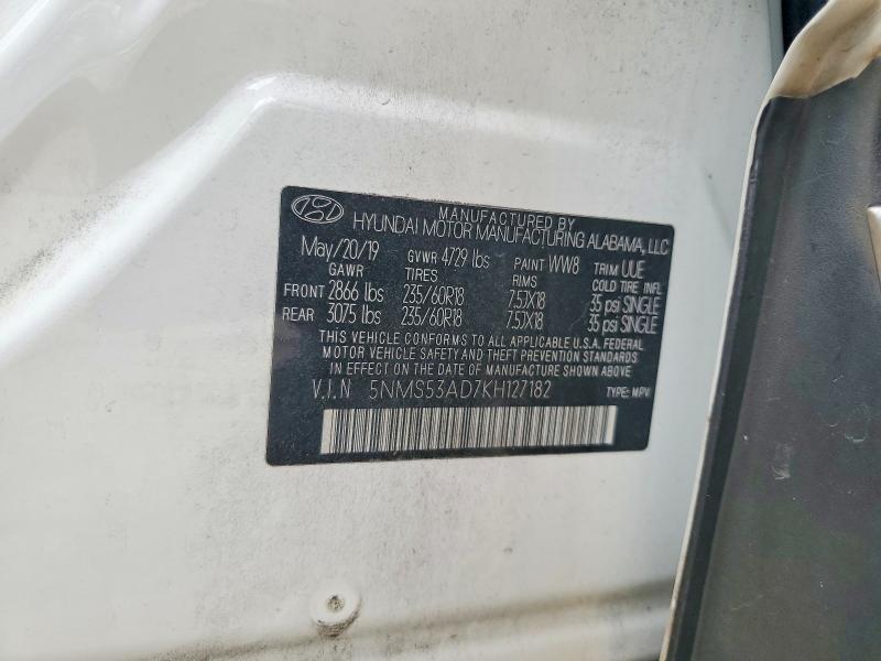 Продаж на аукціоні авто 2019 Hyundai Santa Fe, vin: 5NMS53AD7KH127182, номер лоту: 51587316