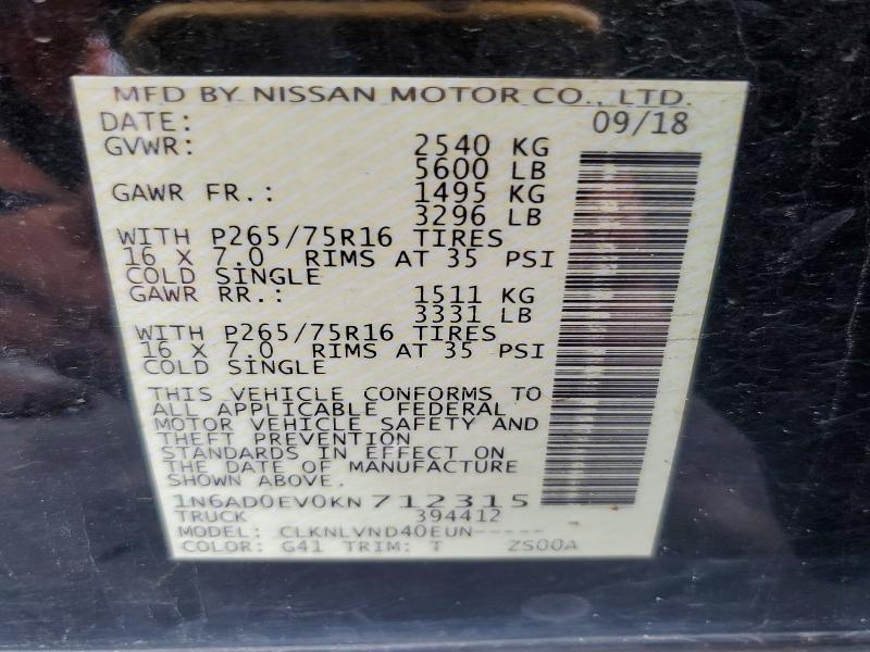 Aukcja sprzedaży 2019 Nissan Frontier, vin: 1N6AD0EV0KN712315, numer aukcji: 48948306
