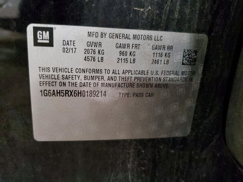 2017 Cadillac Ats მანქანა იყიდება აუქციონზე, vin: 1G6AH5RX6H0189214, აუქციონის ნომერი: 50764586