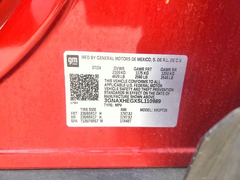 Продаж на аукціоні авто 2025 Chevrolet Equinox, vin: 3GNAXHEGXSL110989, номер лоту: 48323426