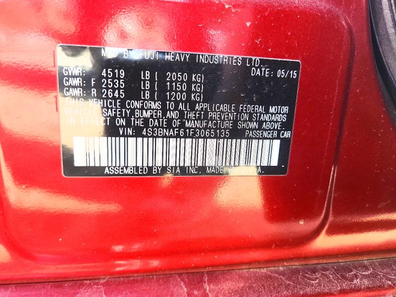 49547236 :رقم المزاد ، 4S3BNAF61F3065135 vin ، 2015 Subaru Legacy مزاد بيع