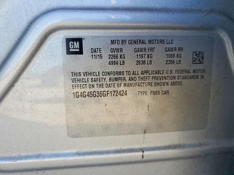 2016 Buick Lacrosse მანქანა იყიდება აუქციონზე, vin: 1G4G45G36GF172424, აუქციონის ნომერი: 49412336