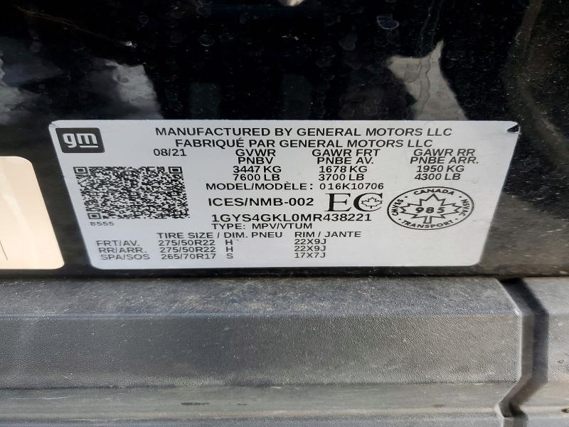 49625436 :رقم المزاد ، 1GYS4GKL0MR438221 vin ، 2021 Cadillac Escalade مزاد بيع