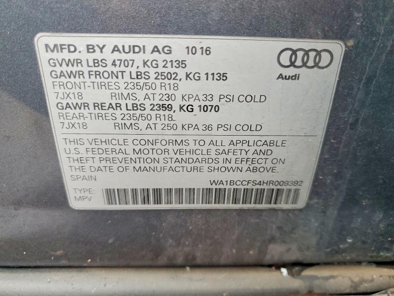 Продажа на аукционе авто 2017 Audi Q3, vin: WA1BCCFS4HR009392, номер лота: 48539276