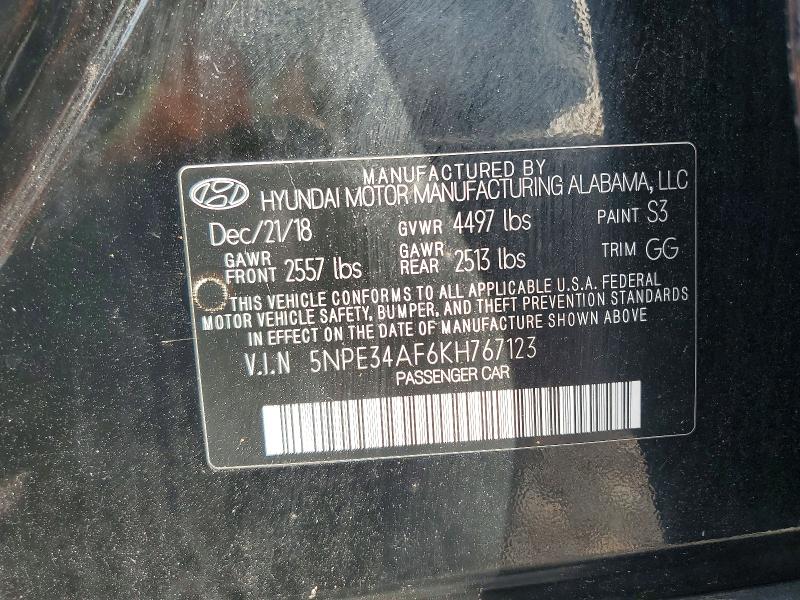 Aukcja sprzedaży 2019 Hyundai Sonata, vin: 5NPE34AF6KH767123, numer aukcji: 48407766