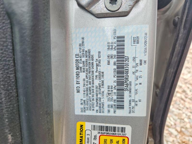 Aukcja sprzedaży 2019 Ford Fusion, vin: 3FA6P0RU4KR101207, numer aukcji: 51629776