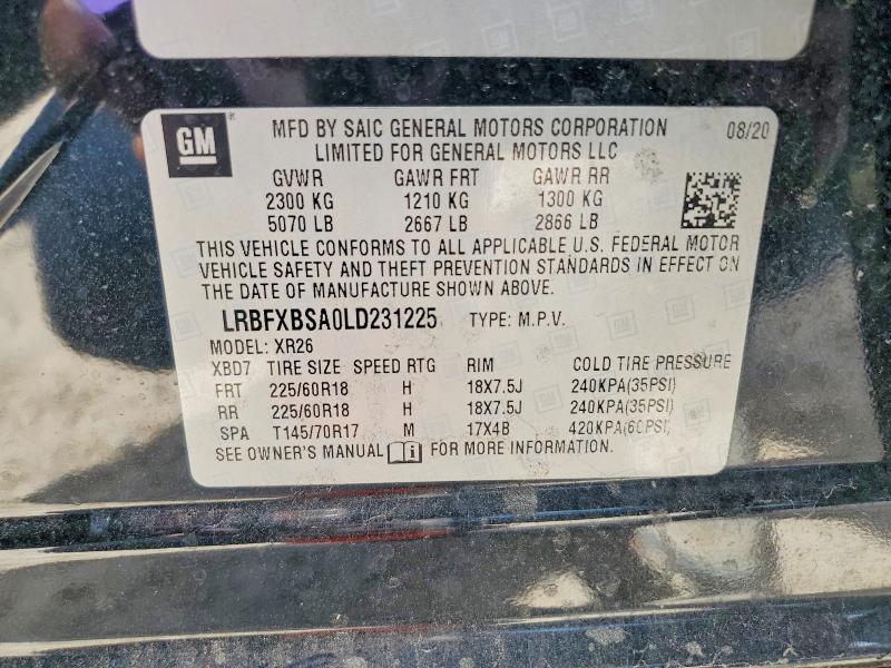 Продаж на аукціоні авто 2020 Buick Envision, vin: LRBFXBSA0LD231225, номер лоту: 50181866