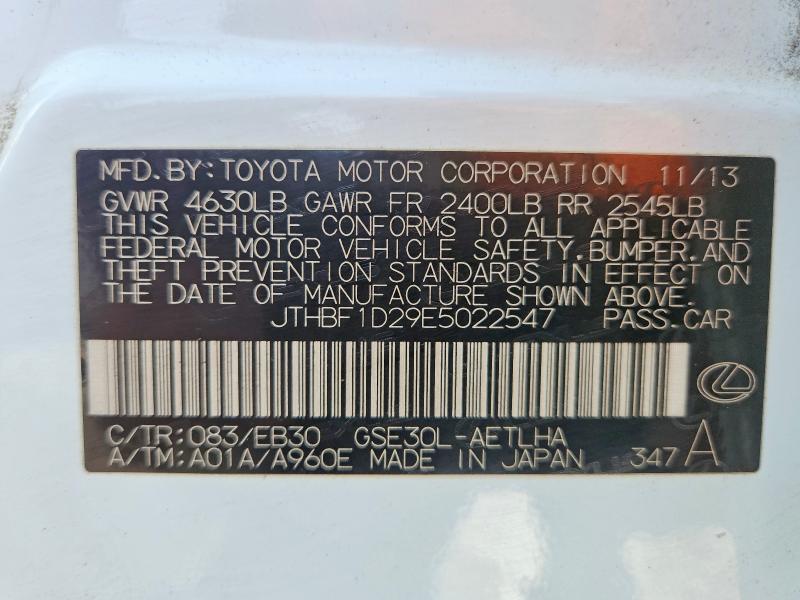 51835846 :رقم المزاد ، JTHBF1D29E5022547 vin ، 2014 Lexus Is مزاد بيع