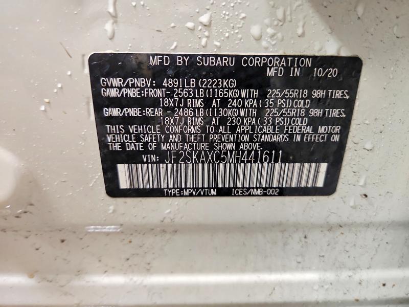 Продажа на аукционе авто 2021 Subaru Forester, vin: JF2SKAXC5MH441611, номер лота: 48410476