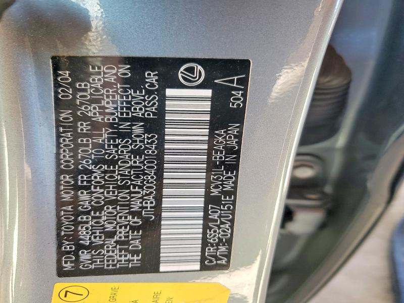 Продажа на аукционе авто 2004 Lexus Es, vin: JTHBA30G840018433, номер лота: 51663316
