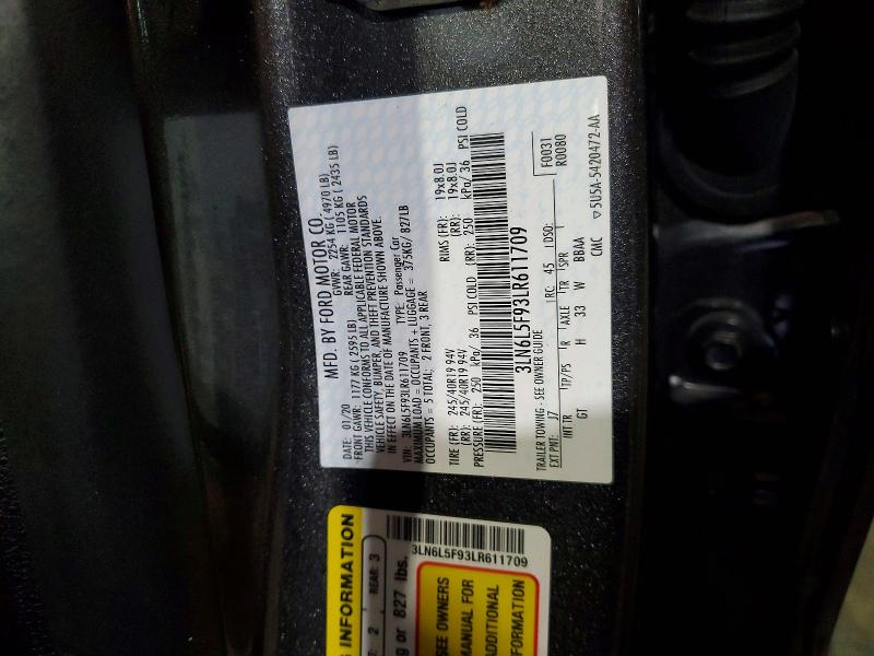 48572046 :رقم المزاد ، 3LN6L5F93LR611709 vin ، 2020 Lincoln Mkz مزاد بيع