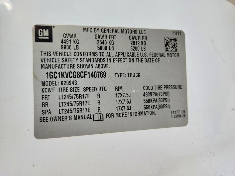 2012 Chevrolet Silverado მანქანა იყიდება აუქციონზე, vin: 1GC1KVCG8CF140769, აუქციონის ნომერი: 47998076