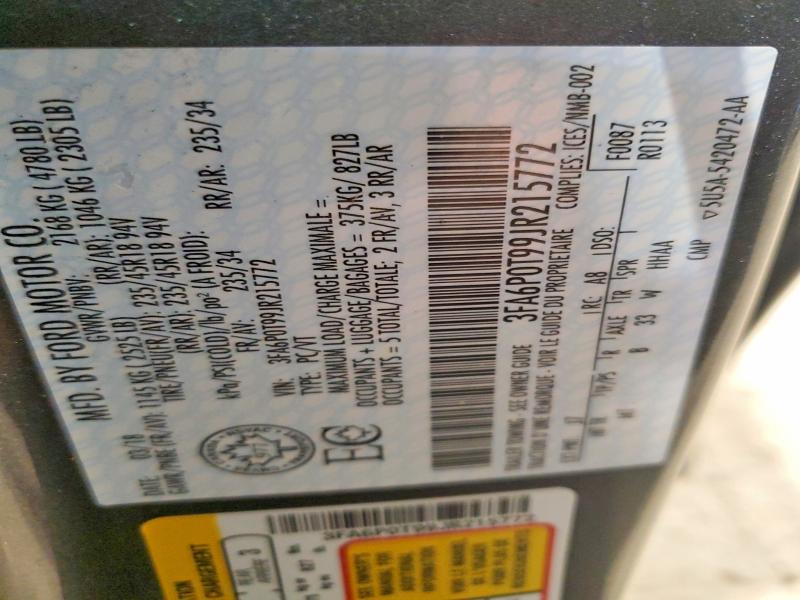 50349186 :رقم المزاد ، 3FA6P0T99JR215772 vin ، 2018 Ford Fusion مزاد بيع