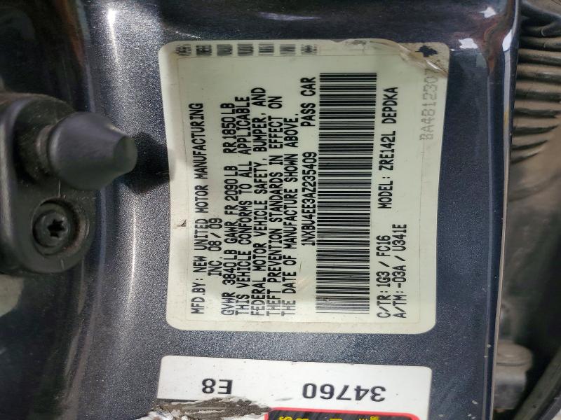 2010 Toyota Corolla მანქანა იყიდება აუქციონზე, vin: 1NXBU4EE3AZ235409, აუქციონის ნომერი: 50699136