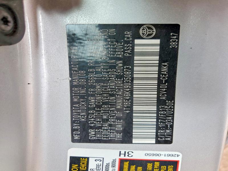 49707826 :رقم المزاد ، 4T1BE46K49U350873 vin ، 2009 Toyota Camry مزاد بيع
