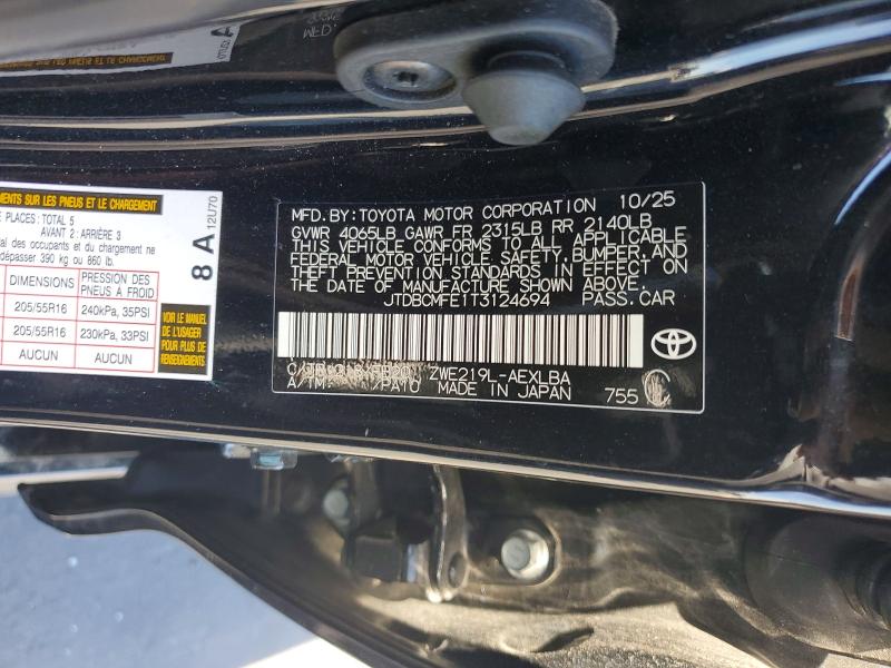 50621516 :رقم المزاد ، JTDBCMFE1T3124694 vin ، 2026 Toyota Corolla Hybrid مزاد بيع