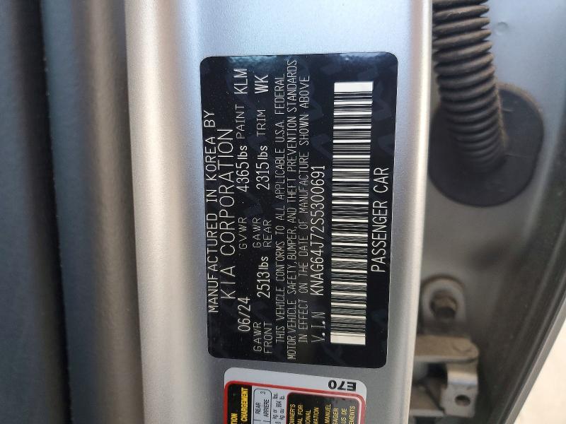 Aukcja sprzedaży 2025 Kia K5, vin: KNAG64J72S5300691, numer aukcji: 50602136