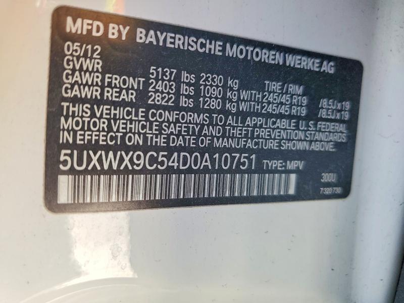 Aukcja sprzedaży 2013 Bmw X3, vin: 5UXWX9C54D0A10751, numer aukcji: 49468446
