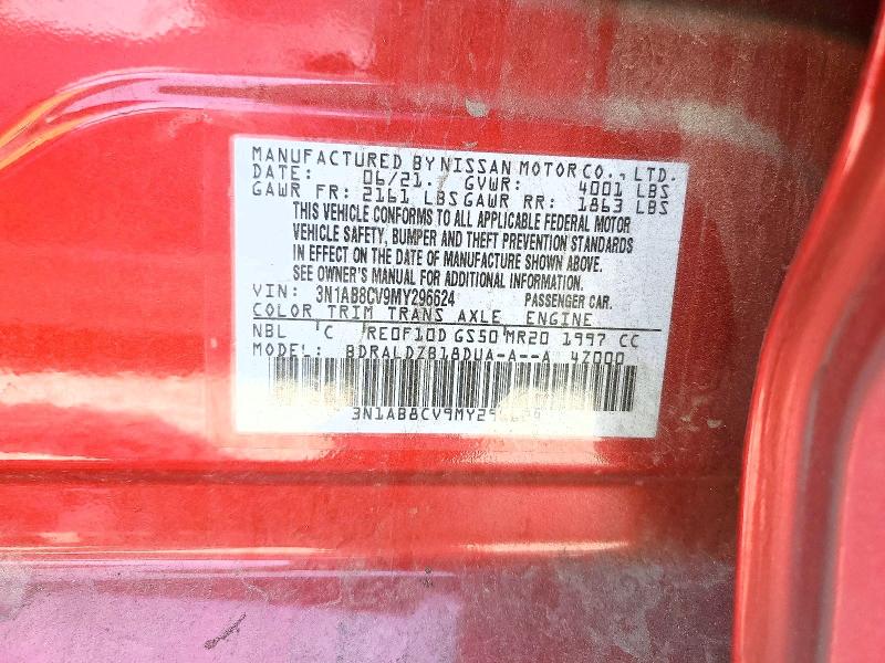 2021 Nissan Sentra მანქანა იყიდება აუქციონზე, vin: 3N1AB8CV9MY296624, აუქციონის ნომერი: 49243936