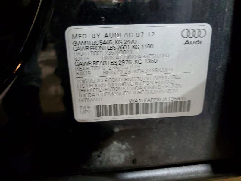 Продажа на аукционе авто 2012 Audi Q5, vin: WA1LFAFPXCA135615, номер лота: 50482306