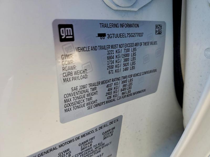 2025 Gmc Sierra მანქანა იყიდება აუქციონზე, vin: 3GTUUEEL7SG277037, აუქციონის ნომერი: 48459706