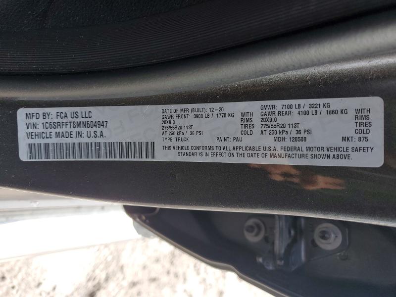 Продаж на аукціоні авто 2021 Ram 1500, vin: 1C6SRFFT8MN604947, номер лоту: 50233526