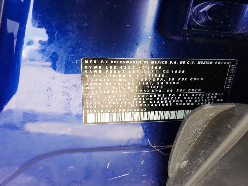 50843706 :رقم المزاد ، 3VVEX7B2XPM306947 vin ، 2023 Volkswagen Taos مزاد بيع